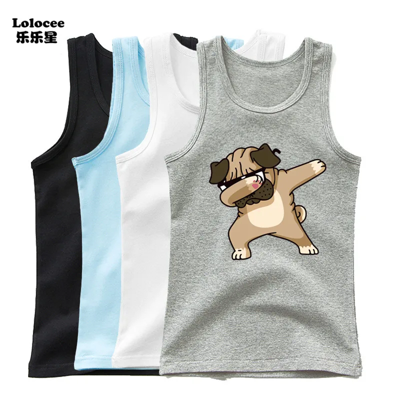 Dabbing Dancing Dog Funny Tank Tops for Boys Vest Kids Sleeveless Shiba Inu Dog T-Shirt Dog Pet Lover Clothes