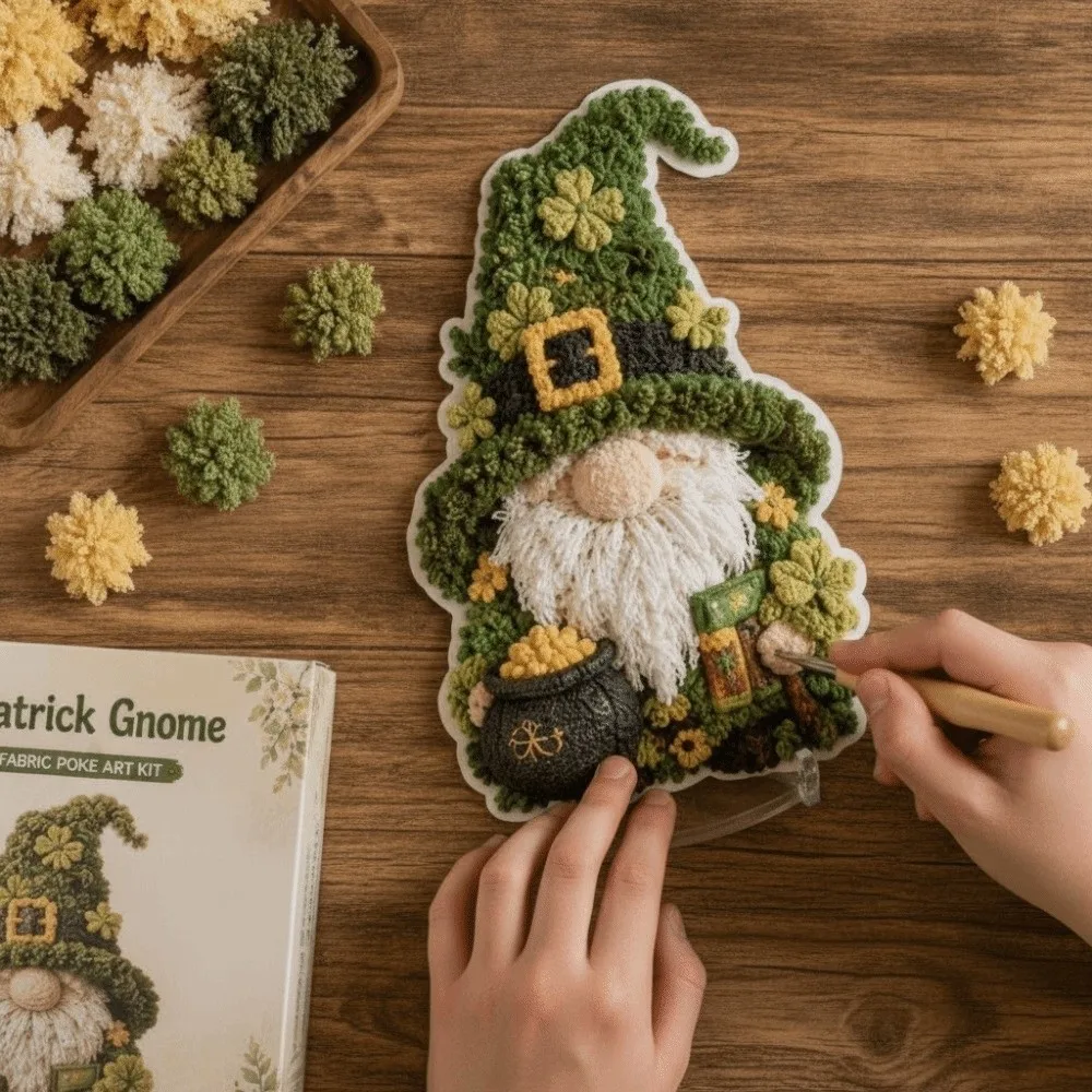 No Sewing Fabric Poke Art Easy Make Thick Board Punch Needle Gnome Stereo Visuals Included Stand Christmas Poke Art