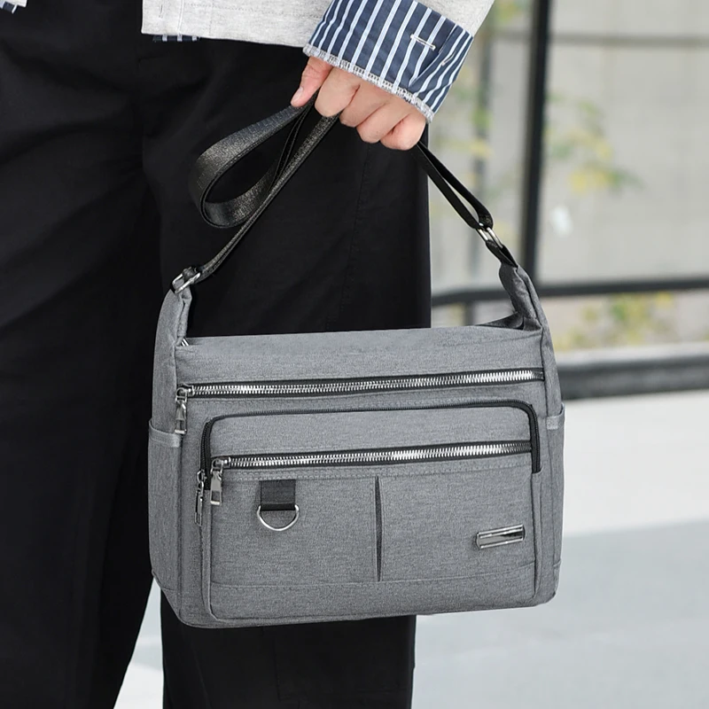 Lässige Umhängetasche für Herren, mehrschichtige Taschen, verstellbare Schultergurte, Business-Umhängetasche, Alltagstasche für den Arbeitsweg, Freizeittasche – Detail 8