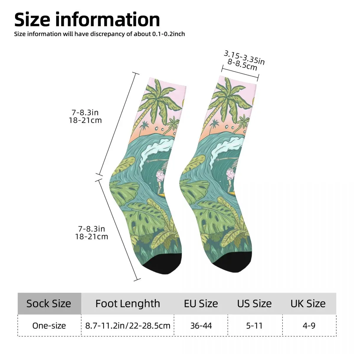 Y2K Summer Beach Coconut Trees Sock Printed Man Polyester