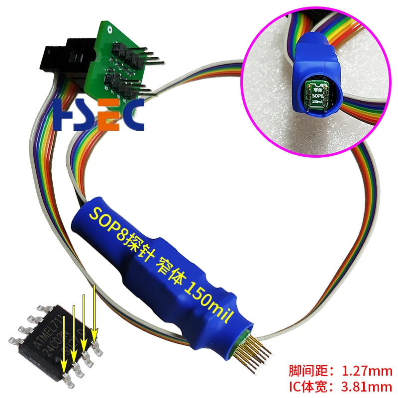 SOIC8 SOP8 Test Clip Probe Line For EEPROM 93CXX/25CXX/24CXX circuit programming on USB Programmer TL866 RT809F RT809H  CH341A
