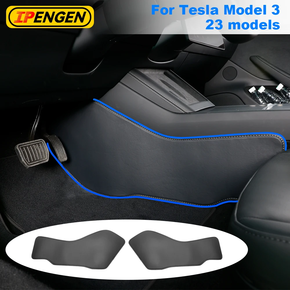 

IPENGEN 2PCS Leather Side Defense Kick Pad For Tesla Model 3 Car Central Control Protective Pad Interior protection Accessories