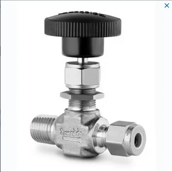 SS-1RM4-S6 Stainless Steel Bonnet Needle Valve 0.73Cv1/4in.x3/8in External Thread Ferrule