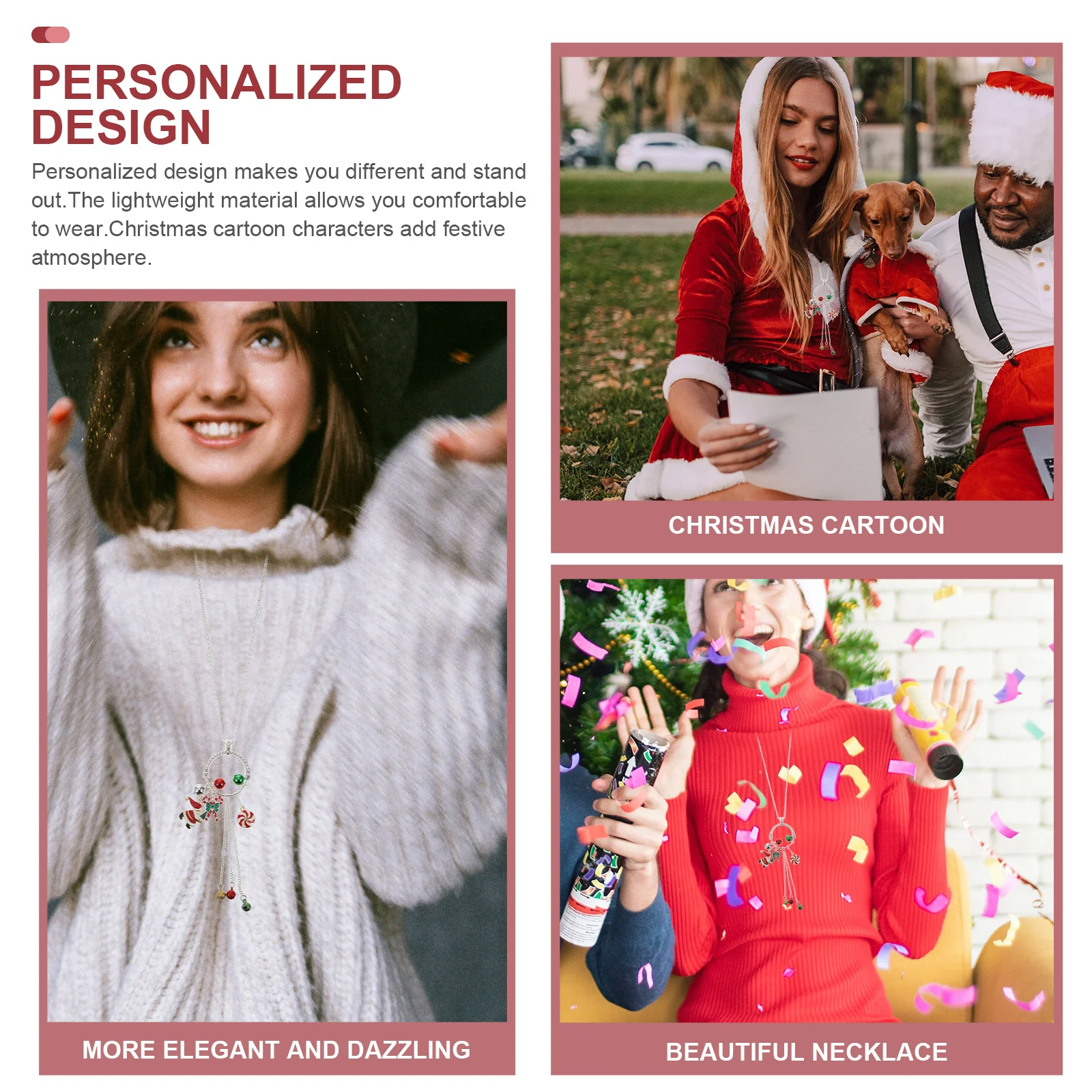 

1Pcs Alloy Necklace Xmas Santa Claus Hat Pendant Necklace Xmas Theme Neck Decor Christmas Party Accessory Gift for Women