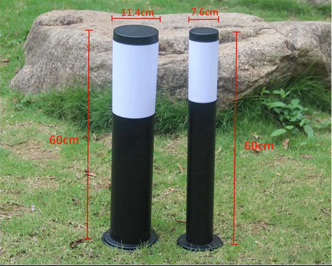 Black Silver 76mm 114mm Bollard Landscape BollardPath Light E27 Outdoor Pathway Lawn Lamp for Patio Walkway Garden Decoration