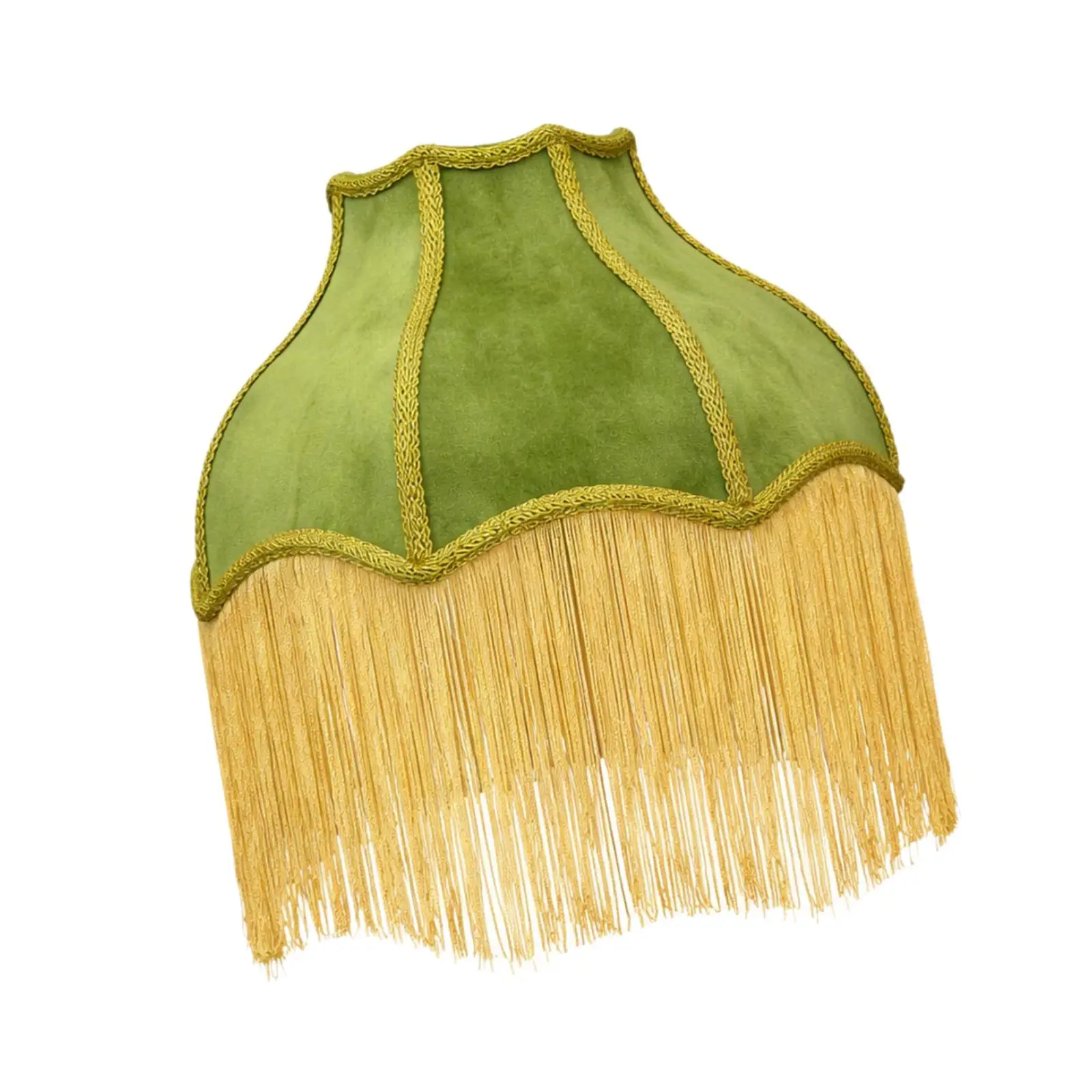 Small Velvet Lamp Shade Scallop Shape with Tassel Fringe E27 Lampshade Cover for Bedside or Table Lamp Vintage Style