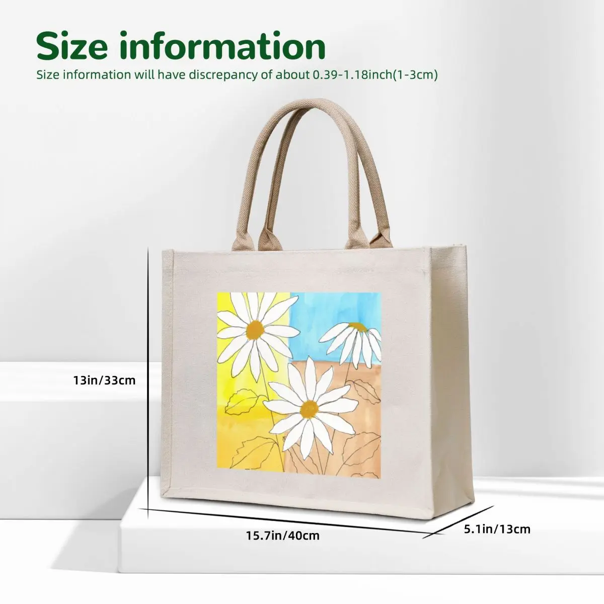 Daisies with Multicolored Background Tote Bag Women bags reusable shopping bag women bag Shopping bags