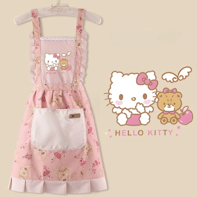 Nuevo Delantal de Cocina Sanrio Hello Kitty Kawaii, Diseño de Anime, Resistente al Aceite, para Uso Doméstico y de Catering, Estilo Femenino y Lindo
