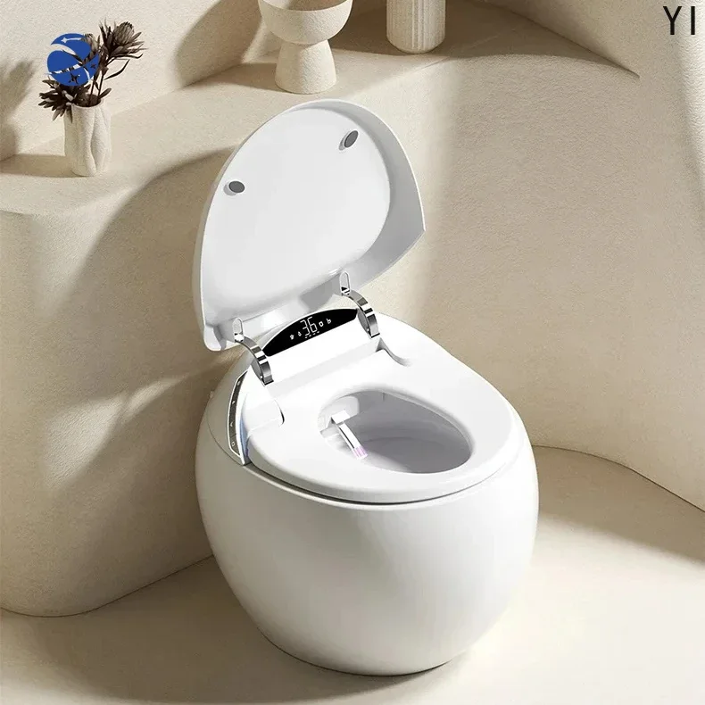 YYHC New Design Bathroom Ceramic  High Quality S Trap White Egg  Shape Smart Automatic Intelligent Wall Hung Body Sensor WC Toil