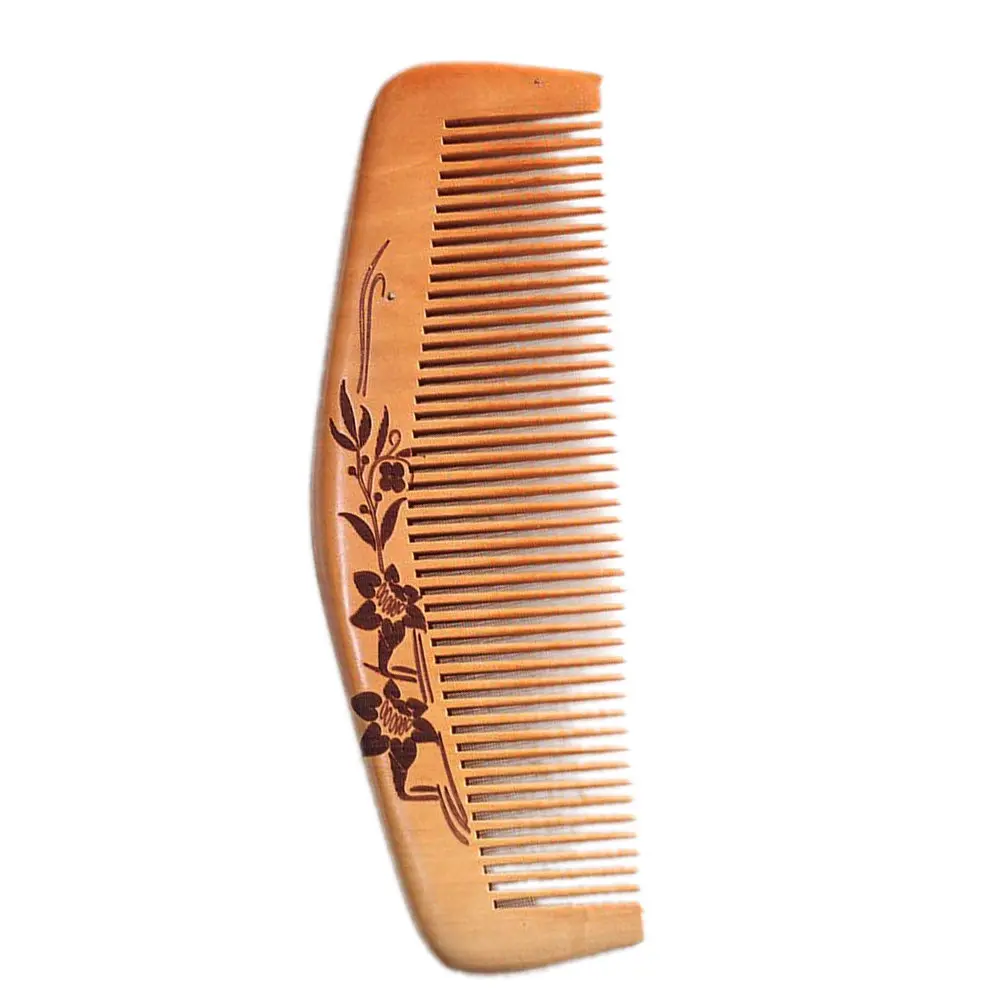 Peach Wood Comb 17-3 Smooth Close Teeth Natural Anti-Static Massage Wooden Hair Comb Fine Teeth Hair Care Scalp Stimulator