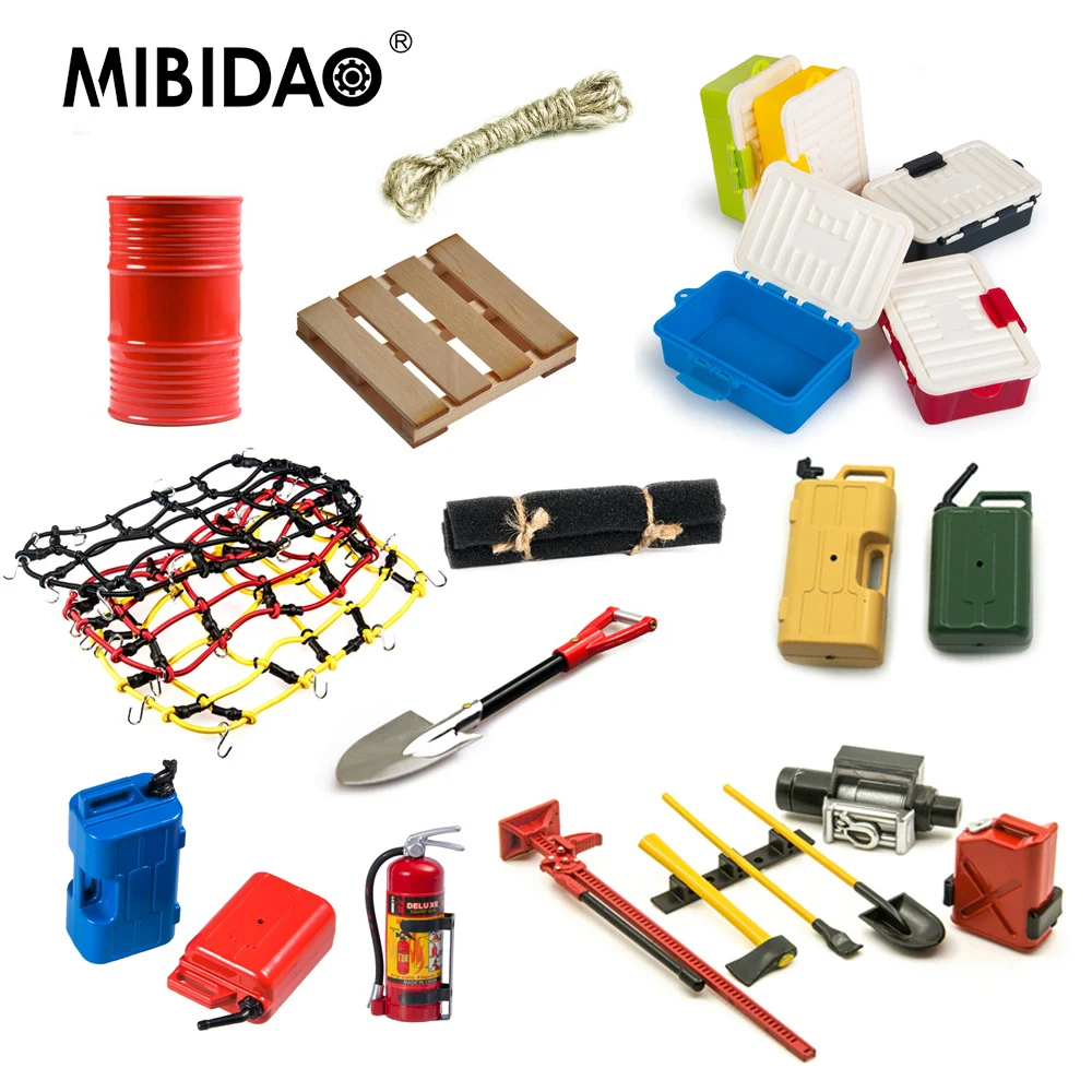 MIBIDAO Simulated Decorations Tool Accessories for TRX-4 TRX6 Axial SCX10 90046 Redcat Tamiya 1/10 RC Car Model Parts
