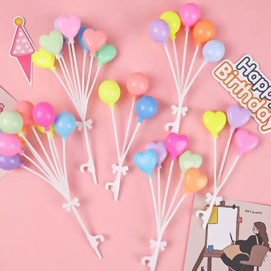 الإبداعية البلاستيك الملونة التعميم بالون كعكة زينة زخرفية عيد ميلاد الأطفال الحب بالون حفلة الخبز المساعدة