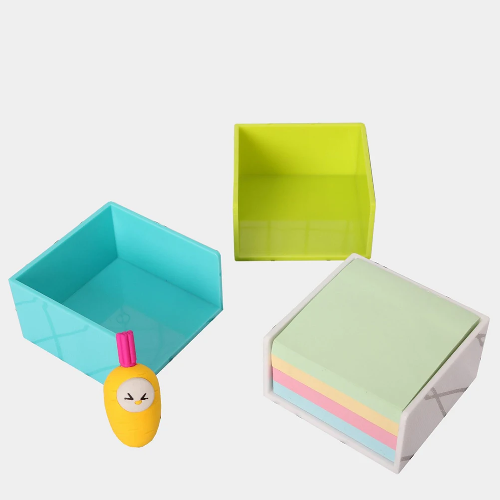 

Note Box Self-stick Dispenser Desktop Container Organizer Office Storage Memo Holder White