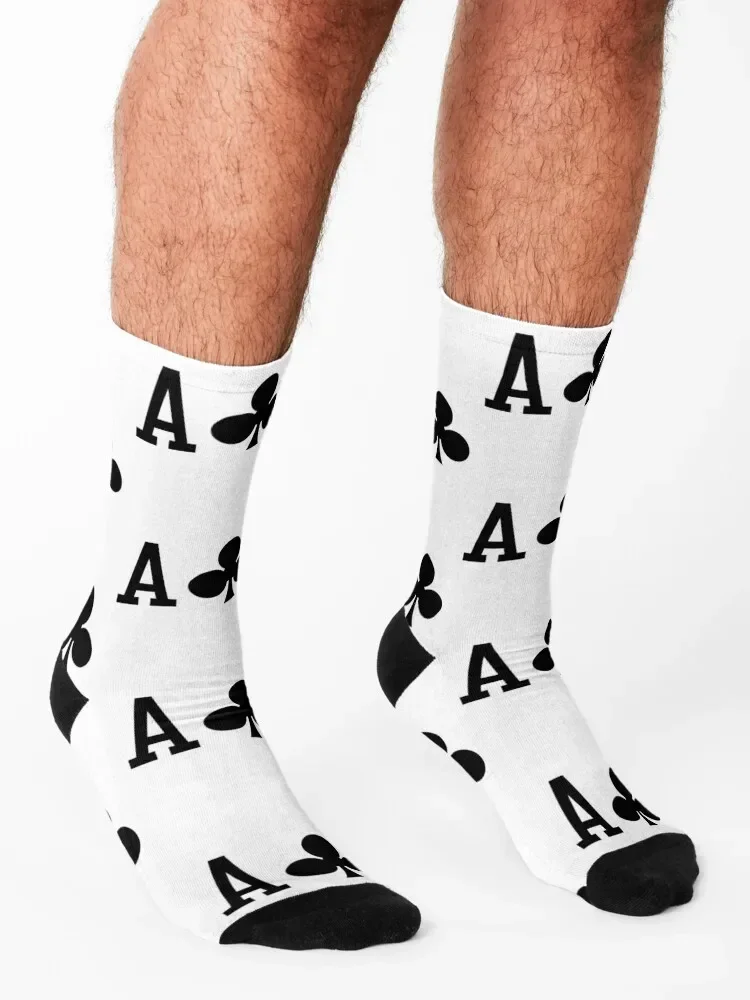 Ace Of Clubs Playing Card - Magician & Poker Player Socks Antiskid soccer moving stockings luxury with print Men's Socks Women's