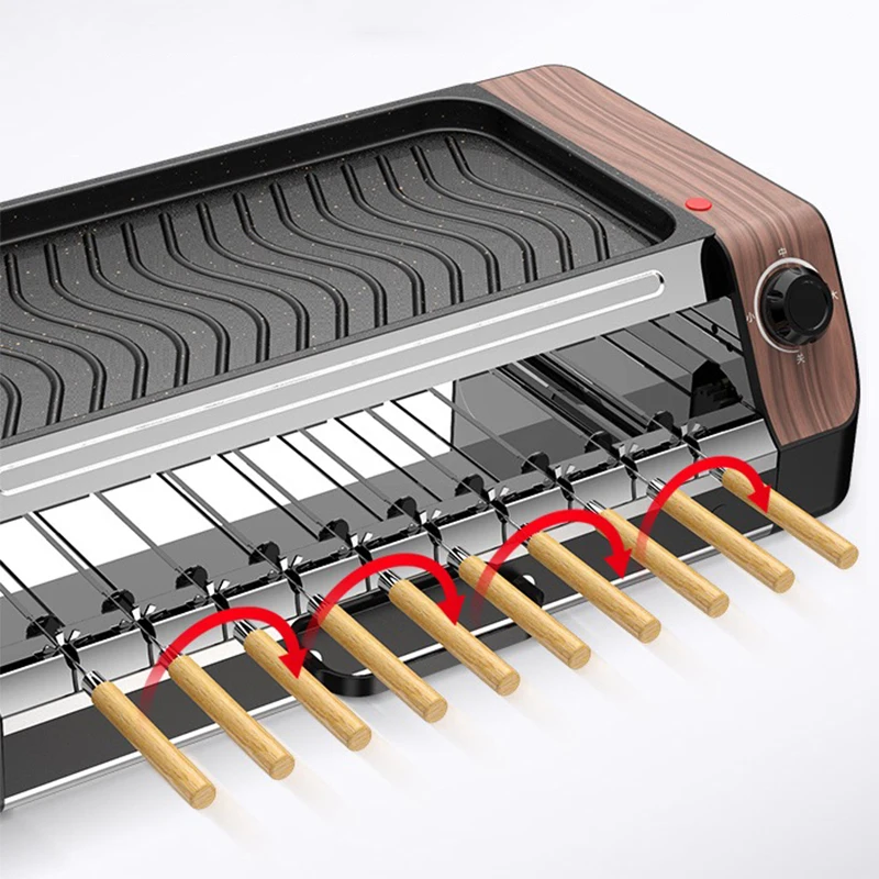 Macchina per barbecue rotante automatica senza fumo per uso domestico, barbecue domestico, hot dog, macchina per barbecue con spiedini di montone