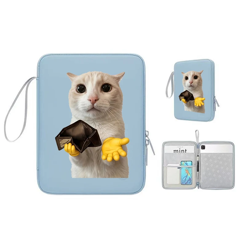 FUNNY CAT MEME Tablet Cases Bag Sleeve 11-13.3 Inch Tablet Pouch for IPad Air Case Pro Tablet Pouch Shockproof  Multi Pockets