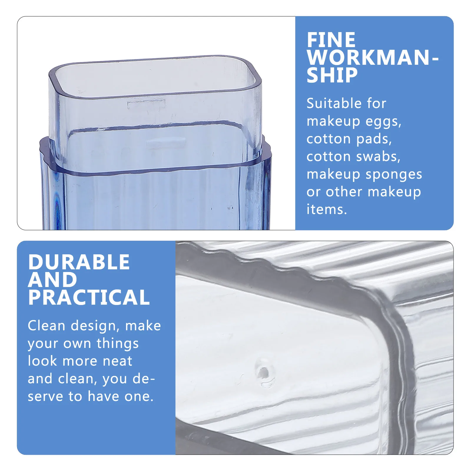 

4 шт., коробка для хранения косметики, прозрачный маленький органайзер для ватных дисков, тампонов, губок для путешествий, дома, ванной комнаты, настольный чехол