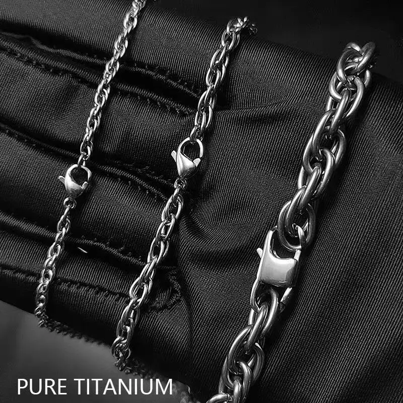 

Ultra Light 2.5mm/3.8mm/7mm Pure Titanium Twist Chain Necklace For Men & Women Durable Anti-Allergic Chains Necklaces Jewelry
