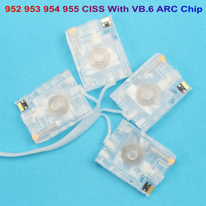 Empty CISS Ink System With VB.6 Arc Auto Reset Chip 952 953 954 955 For HP OfficeJet 7740 7730 7720 8710 8715 8718 8719 8740