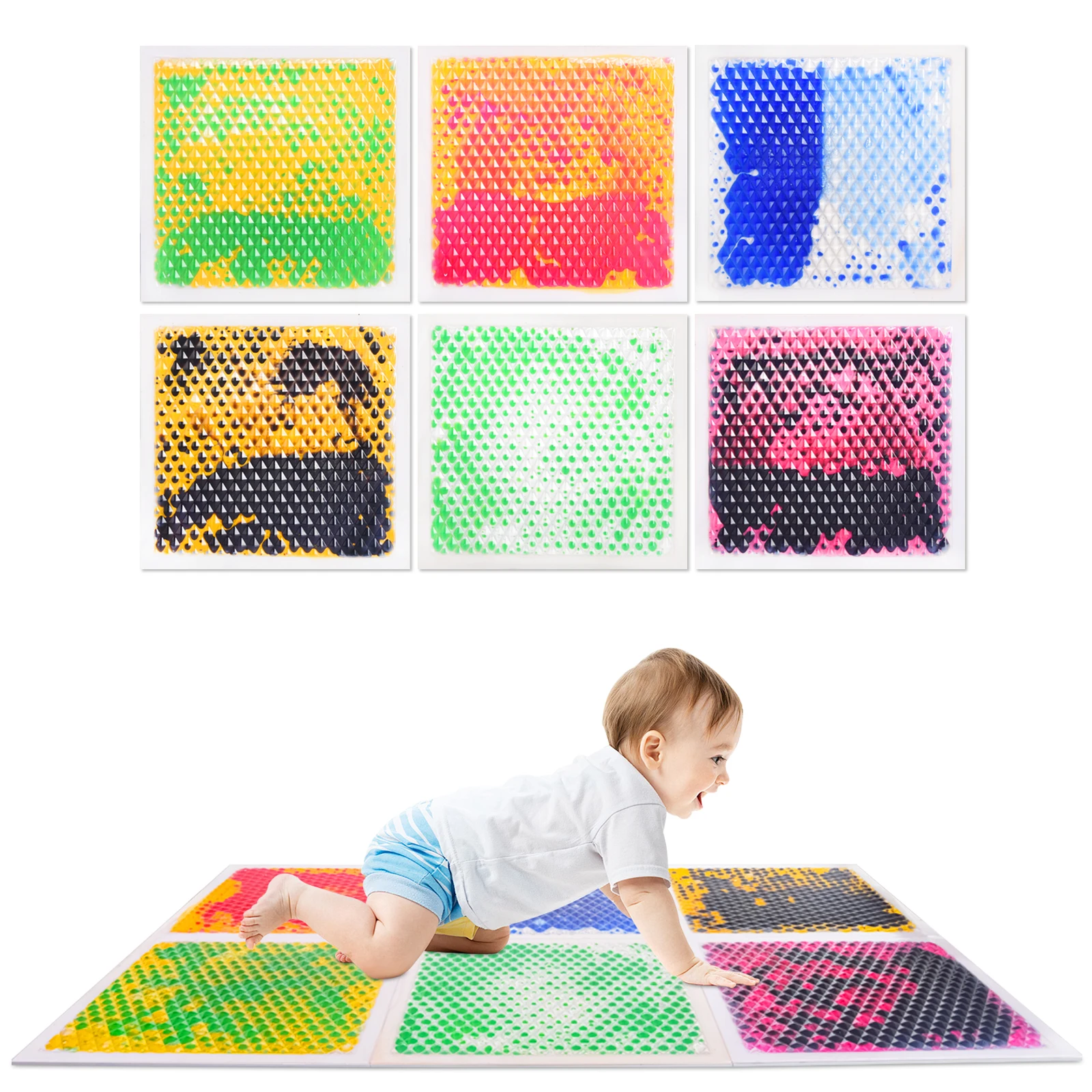 

Bright Colorful Liquid Design – Sensory Floor Mat for Playroom – Calm Down Tiles for Kids