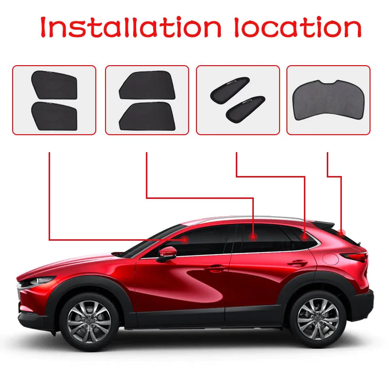 

for Mazda CX30 CX-30 2022 2020 2021 Car Front Rear Window Sunshade Mesh Window Sun Visor Shield Sunshade Protector Magnetic