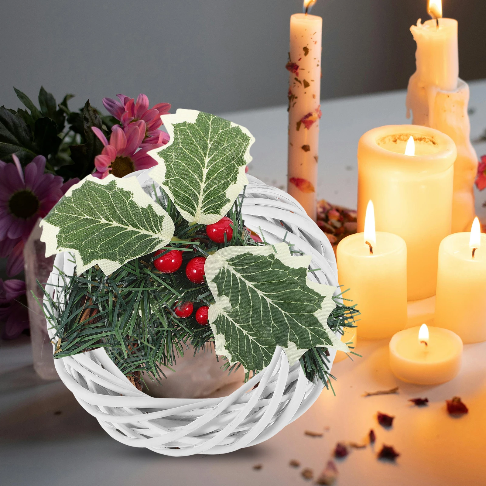 

2pcs Woven Diy Garland Rings Rustic Wreath Circle Decorative Ornaments Indoor Outdoor Garland Making Supplies Floral Wood Ring