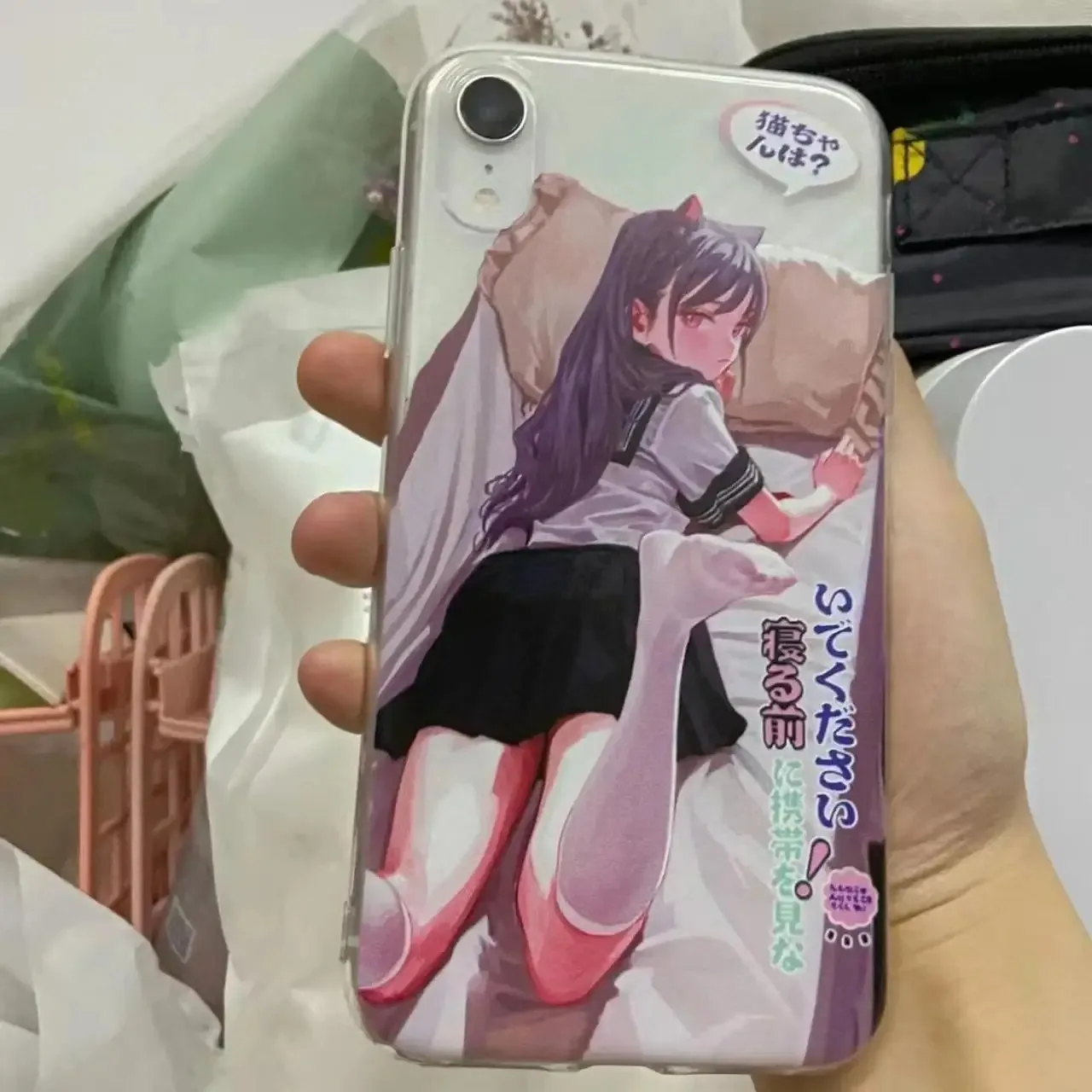

Japan Korean Popular Cute cartoon Cat Girl Phone Case For iPhone 12 13 14 15 16 17 Pro Max Plus Minimalist Clear TPU Cover﻿﻿﻿﻿﻿