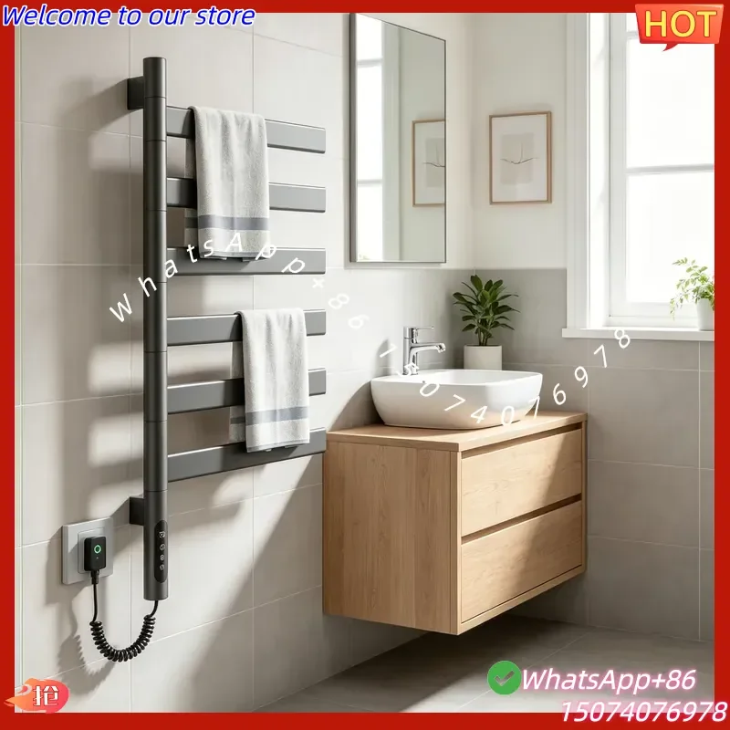 2026New 150W Smart Electric Towel Warmer | 6-Bar Rotating, WiFi & App Control, Stainless Steel