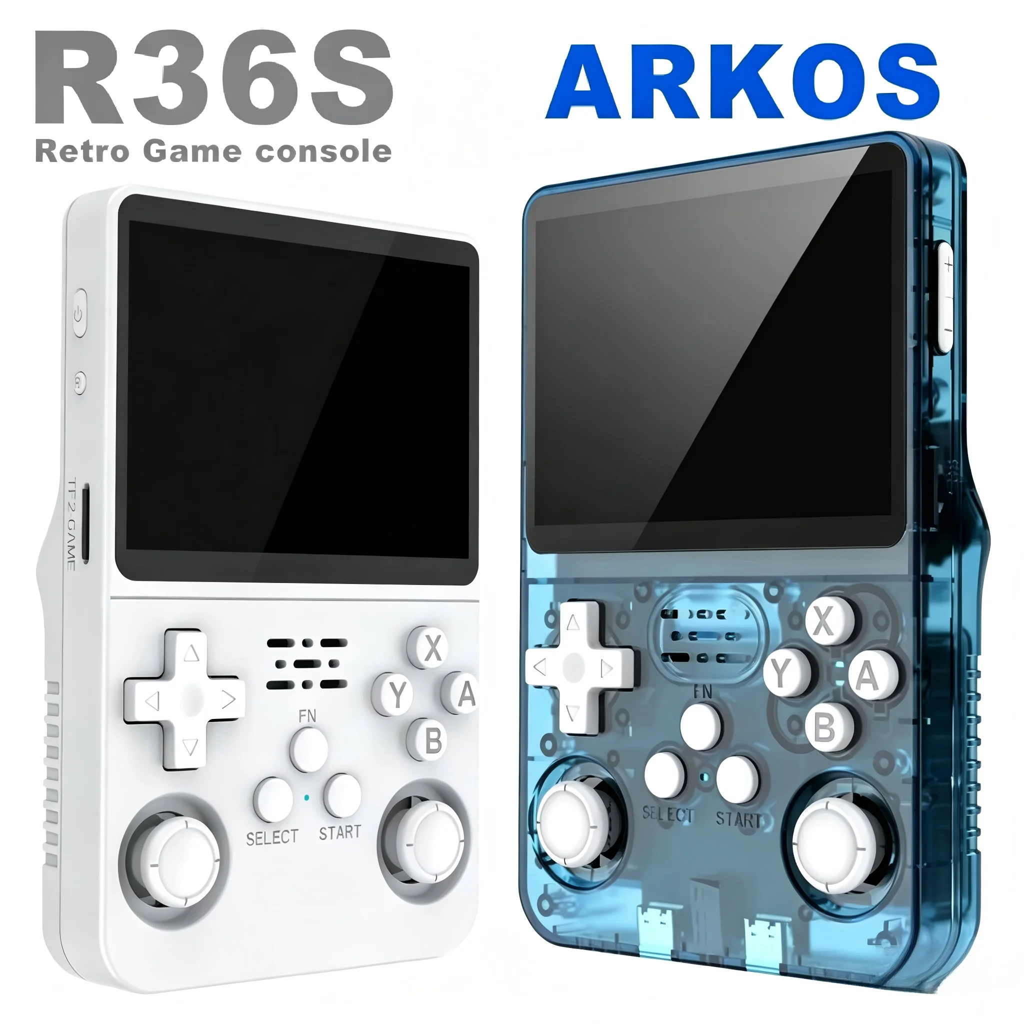 جهاز ألعاب محمول R36S بشاشة IPS 3.5 بوصة، نظام لينكس، وحدة تحكم محمولة للجيب، ذاكرة 64 جيجابايت/128 جيجابايت، هدية ألعاب كلاسيكية