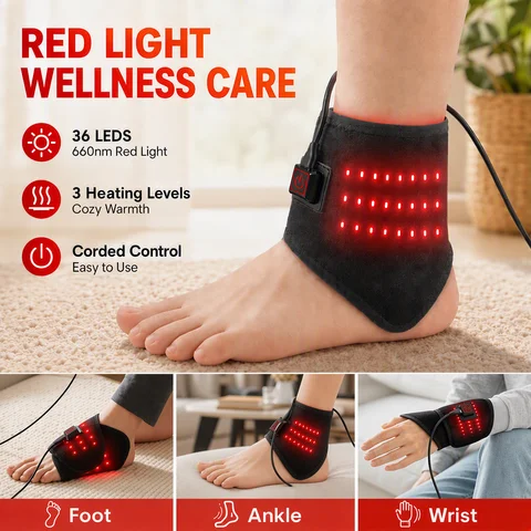 New Multifunctional 3 in 1 Red Light Wrap for Foot Ankle and Wrist, 3-Level USB Electric Heated Brace,Foot Joint Muscle Relax