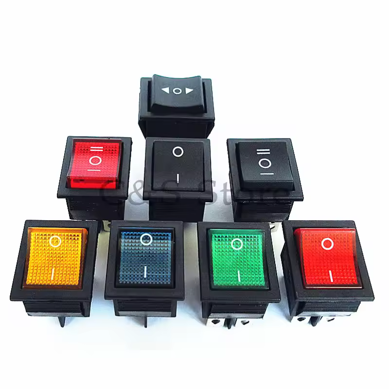 KCD4 Rocker Switch On Off 6 Pin With Led 4 16A 250V 220V T85 20A Small 6Pin 4Pin Light For 2 Position 220 230V Lamp 10A Rocket
