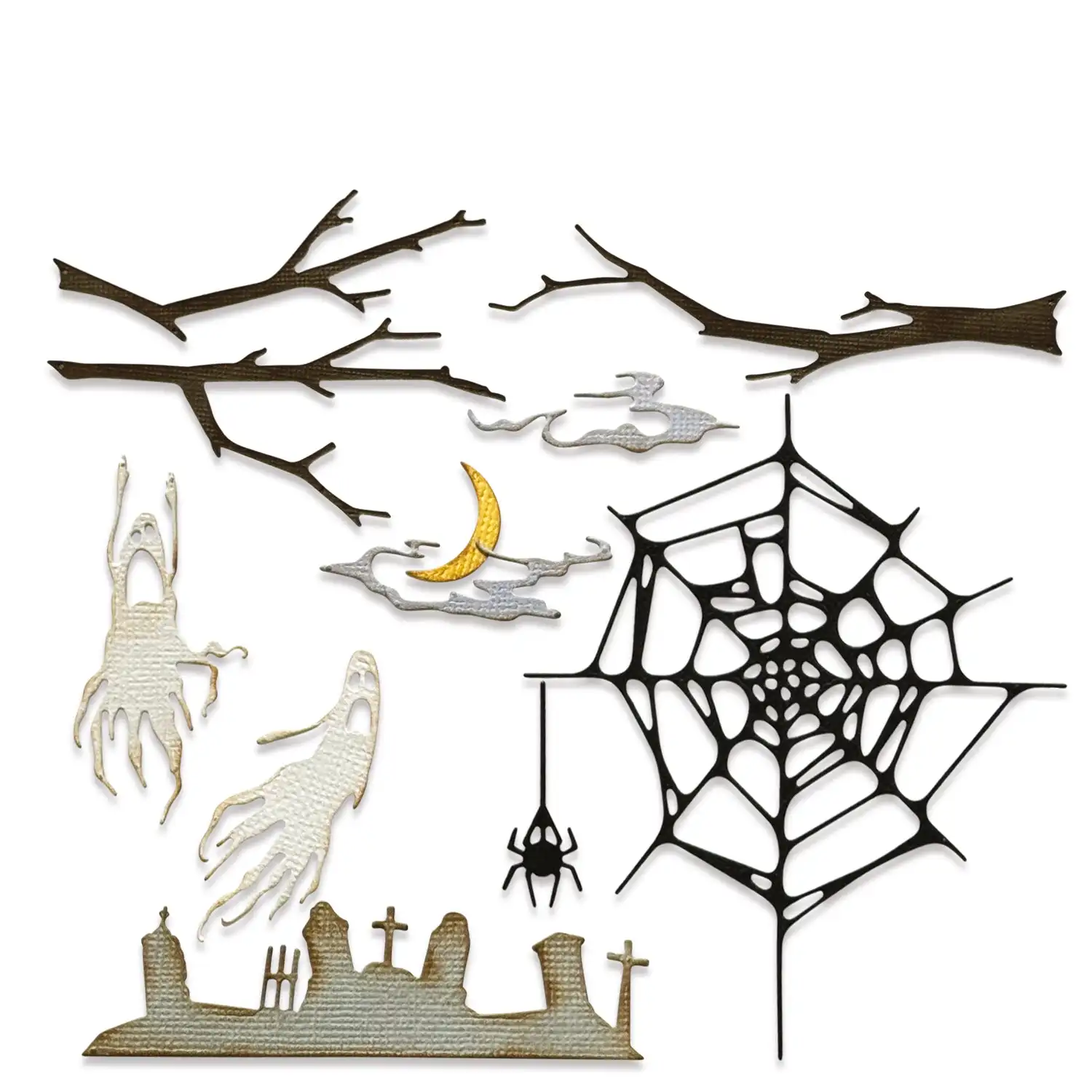 2024 sierpień Nowy Halloween Vault Fright Night Ghosts Cveyard & Spider Metalowe matryce do wycinania Scrapbooking do tworzenia kartek