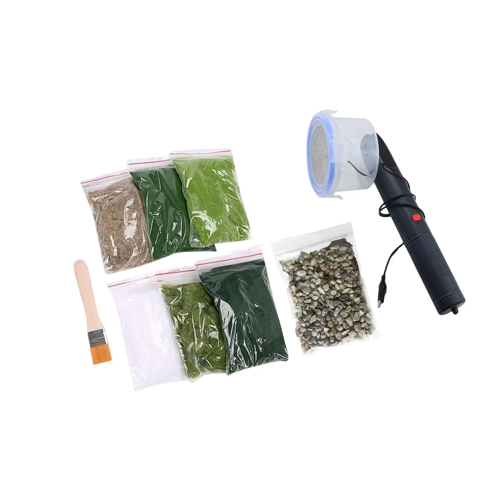 정적 잔디 떡 이형 키트 정전기 떡 이형 기계 DIY 공예 휴대용 철도 지형 잔디 미니어처 장면 모델