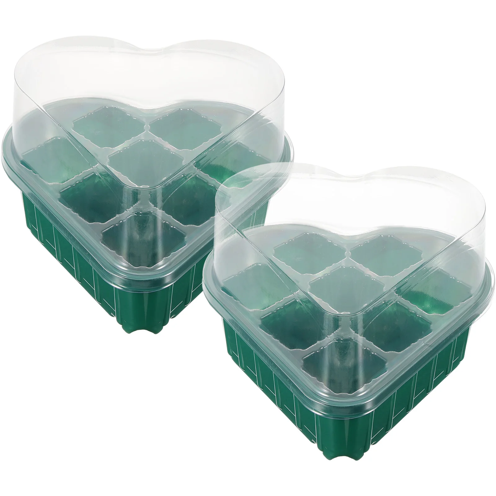 

2 Sets 8 Holes Heart Shaped Seedling Trays Nursery Boxes Indoor Planting Sowing Germination Kits Vegetable Starter Small