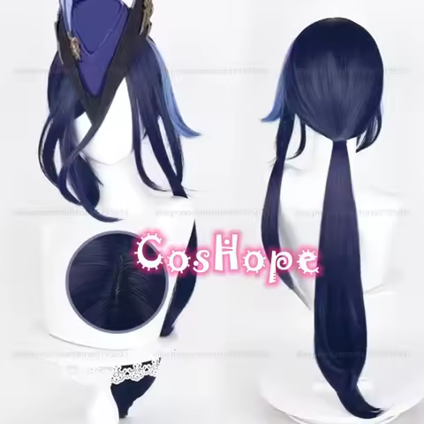 Fontaine Wig Clorinde Cosplay Wig 80cm Long Dark Blue Wig Cosplay Anime Cosplay Wig Heat Resistant Synthetic Wigs