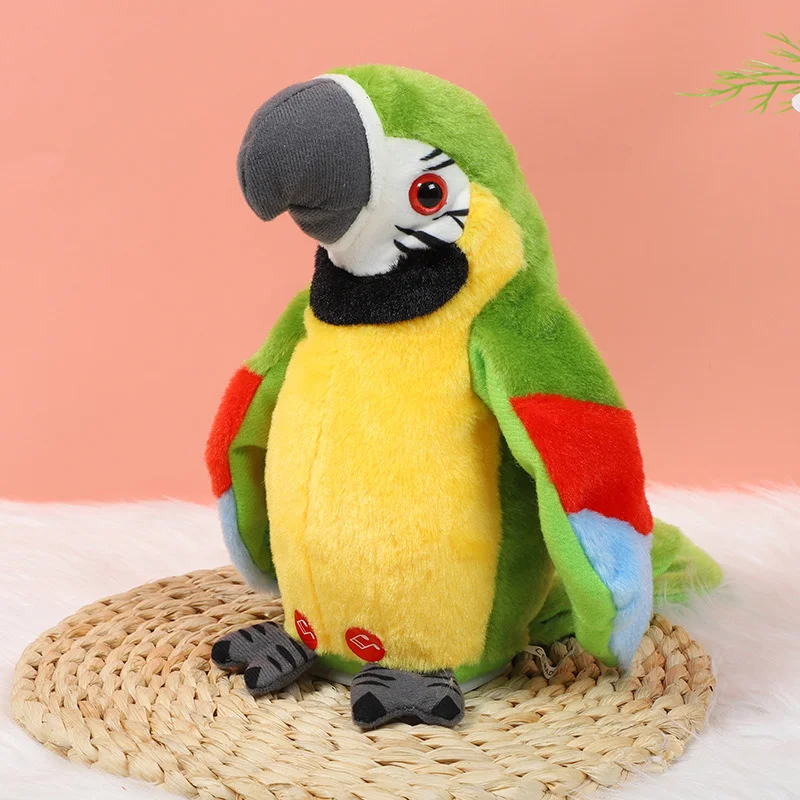 Mówiąca papuga ara, powtarza to, co mówisz, pluszowa zabawka, elektroniczny rejestrator, animowana ptak, mówiąca papuga, pluszowy zwierzak.