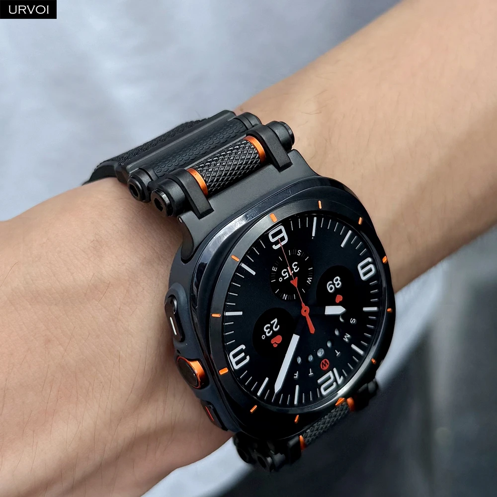 حزام URVOI لساعة Galaxy Watch Ultra 2025 47 ملم شريط مطاطي من السيليكون السائل مشبك دبوس آمن سهل التركيب عجلة دوارة لتخفيف التوتر #5