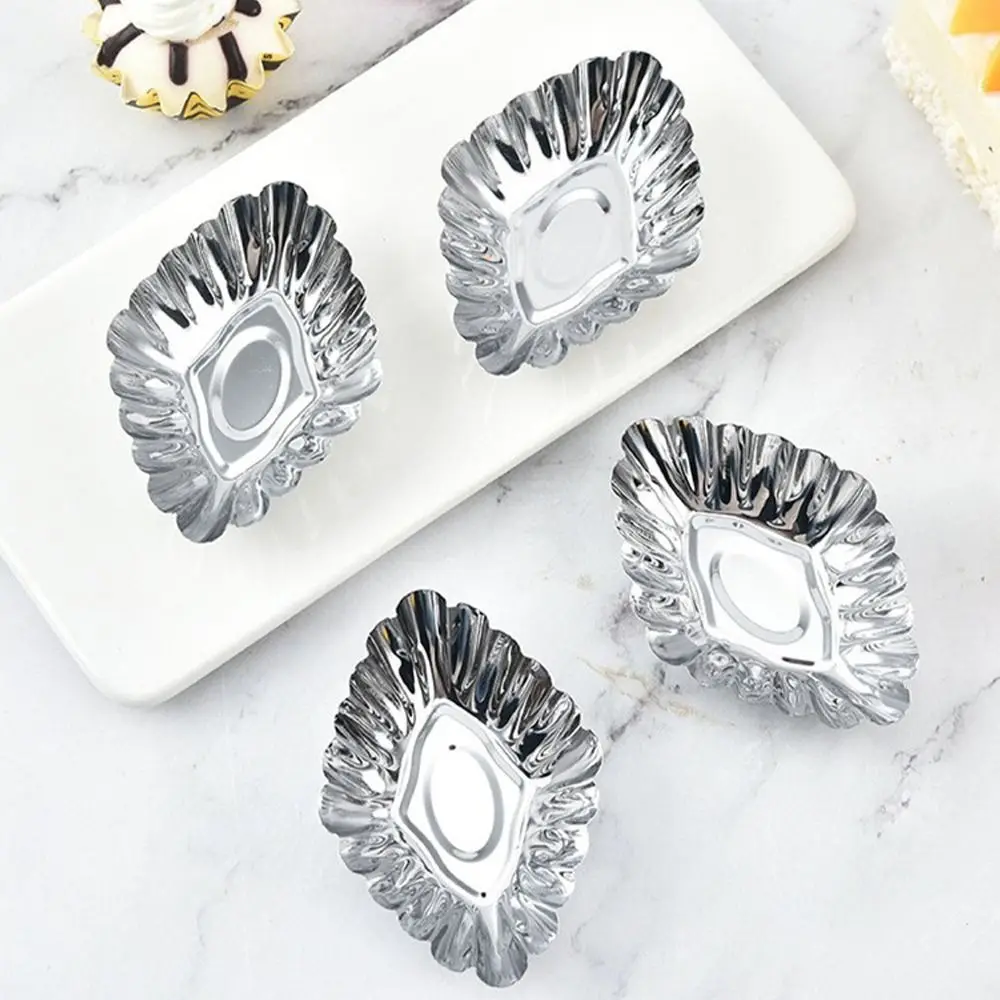 Moldes de torta de ovo de aço inoxidável prata antiaderente biscoito pudim molde engrossado reutilizável sobremesa molde flor muffin