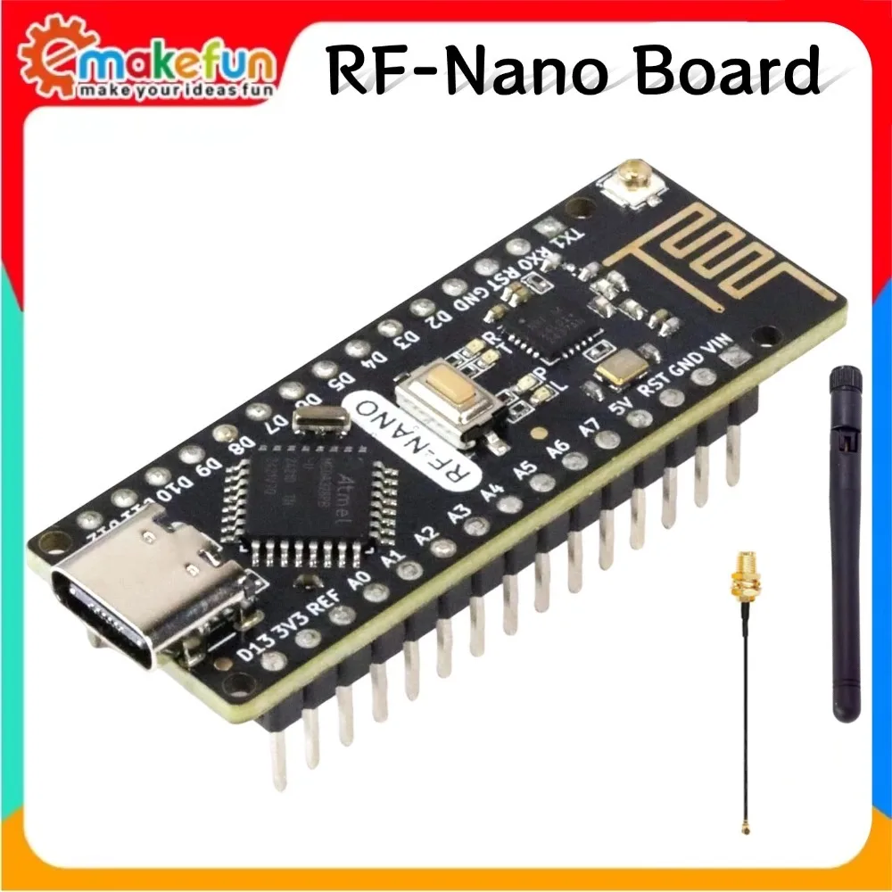 Kit carte RF-Nano et antenne, module NRF24L01+, interface de contrôle principale ATmega328PB-AU, antenne externe, compatible Arduino