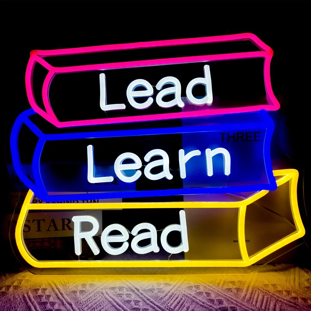 Born to Read Neon Sign LED Letter Lights Dimmable Wall Decor for Classroom Library Reading Nook Teacher Student Book Lover Gift