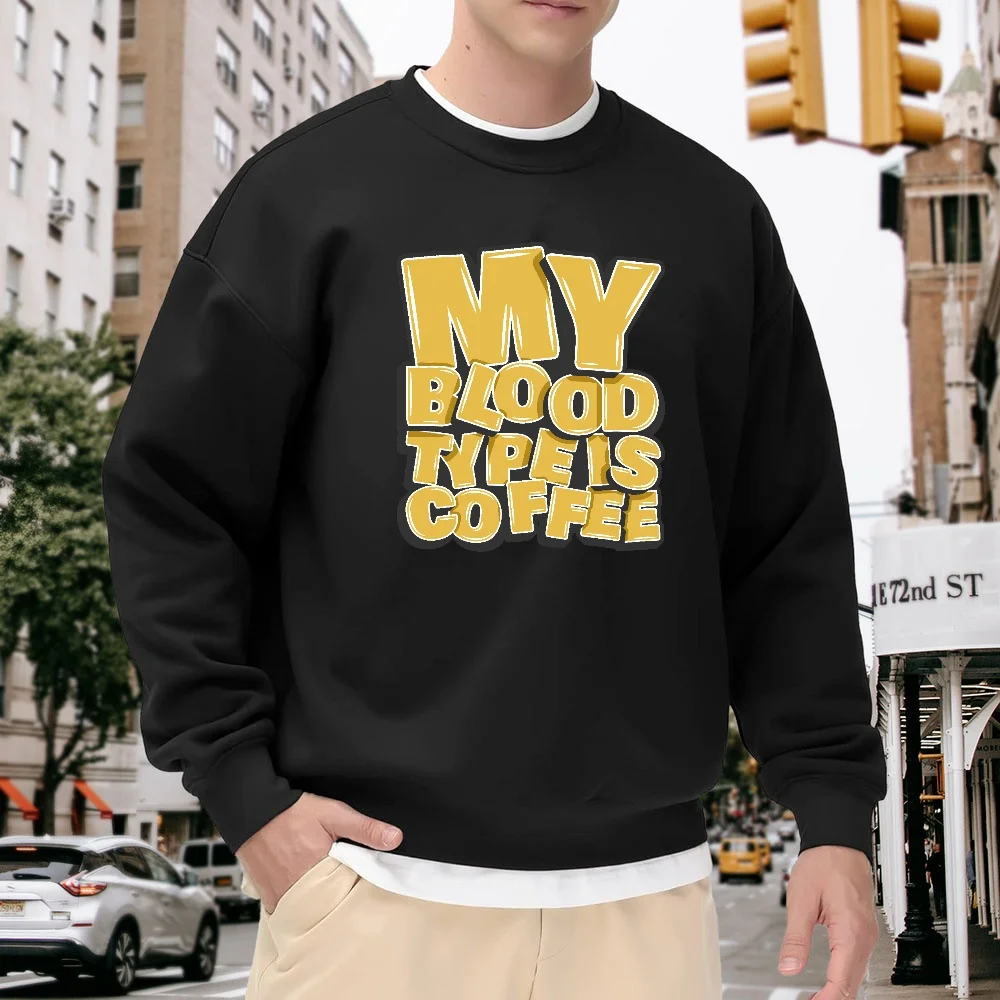 

Men's Black Crew Neck Pullover Sweatshirt with Fun Letter Print, Loose Fit, Street Casual Style Top, Versatile Trendy Item for Everyday Wear, Soft and Comfortable, Skin-Friendly