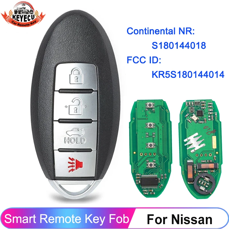 KEYECU 4 Buttons S180144018 KR5S180144014 For Nissan Altima 2013 2014 2015 Smart ID47 Chip 433MHz Key Remote IC: 7812D-S180014