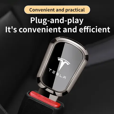 Tesla Car Seat Belt Extender Clip Buckle Universal Zinc Alloy Safety Belt Extension Insert Lock Socket for Comfortable Driving