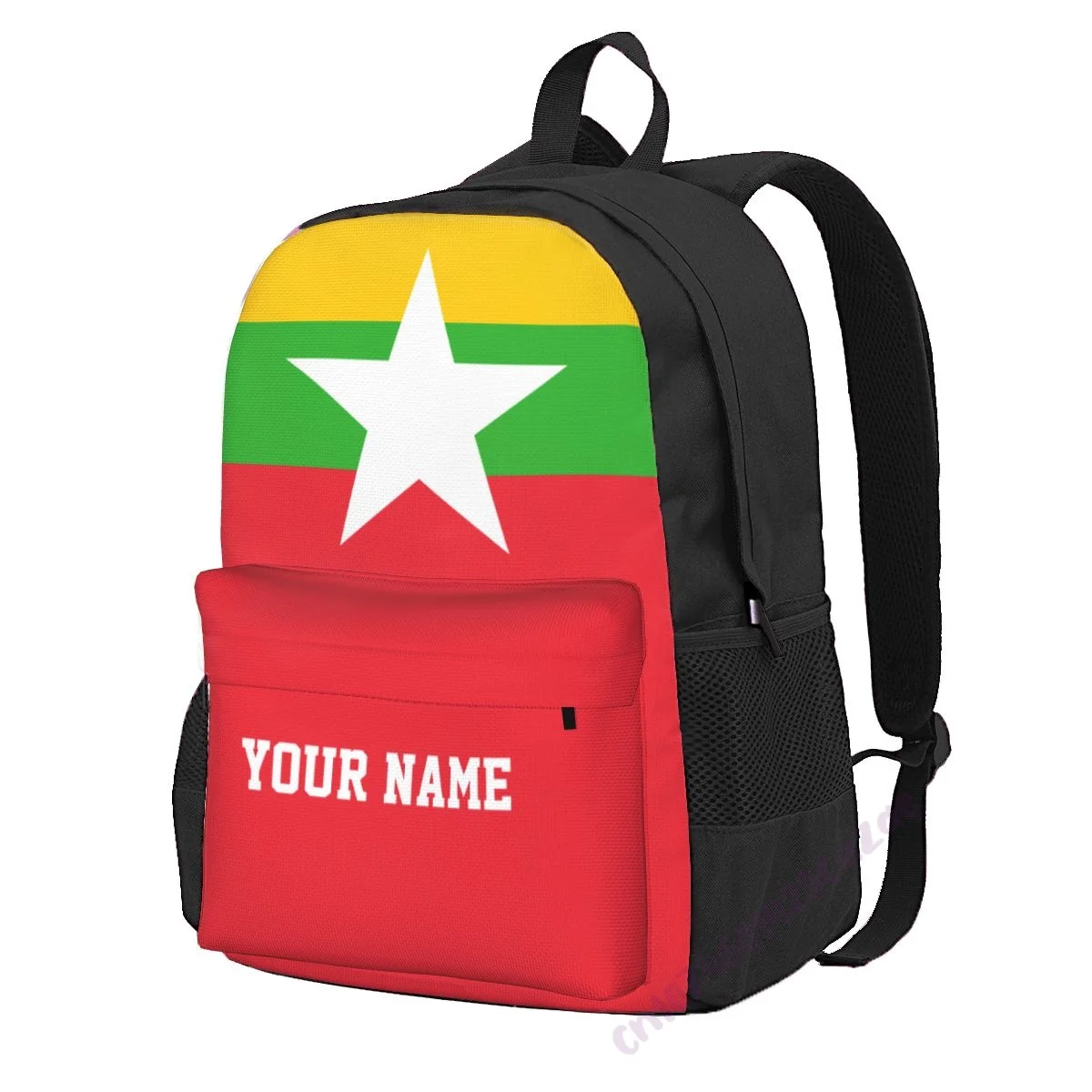 

Custom Name Myanmar Flag Flag Polyester Backpack For Men Women Travel Bag Casual Students Hiking Travel Camping