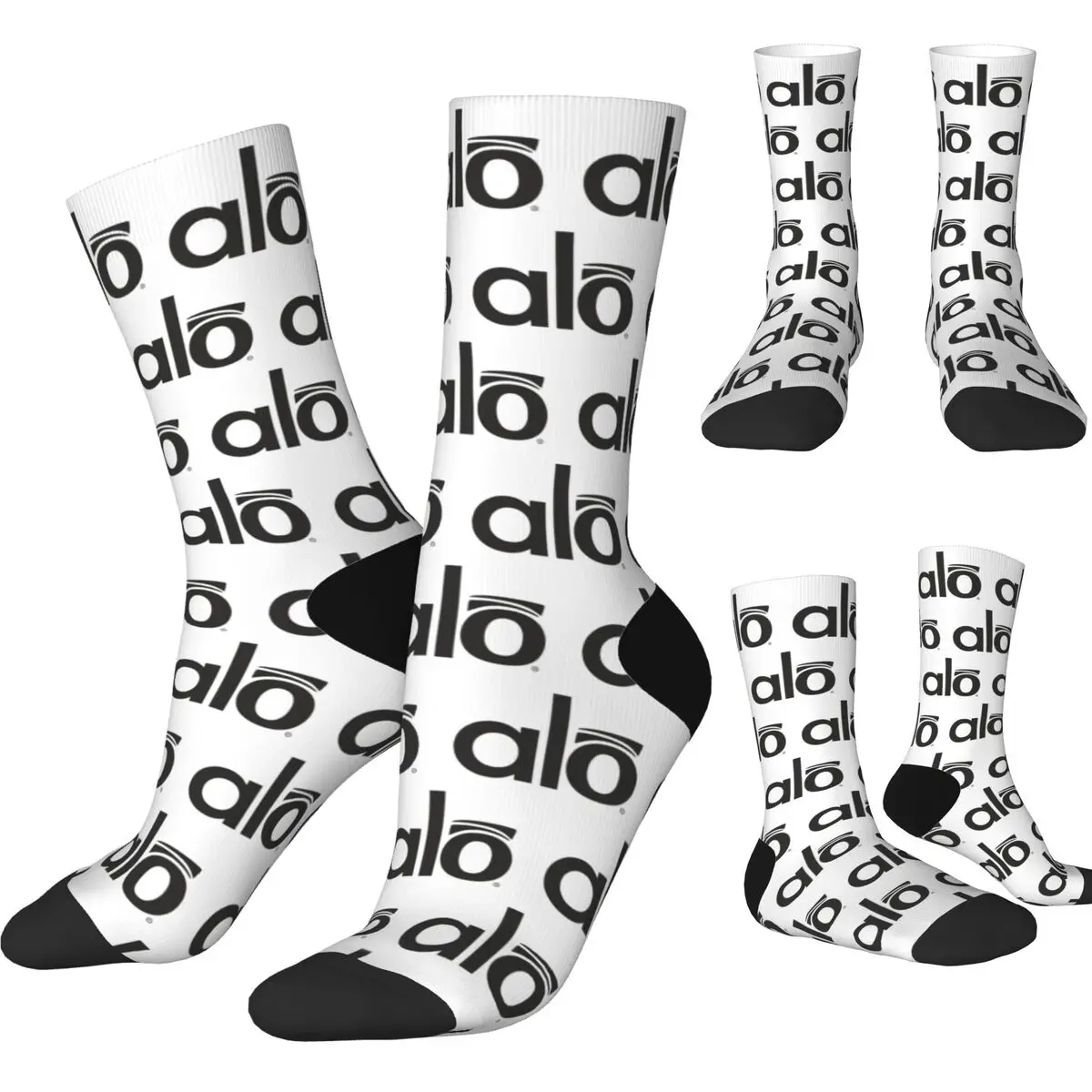 Cool Aloo Logo Basketball Socks Polyester Crew Socks for Unisex Sweat Absorbing