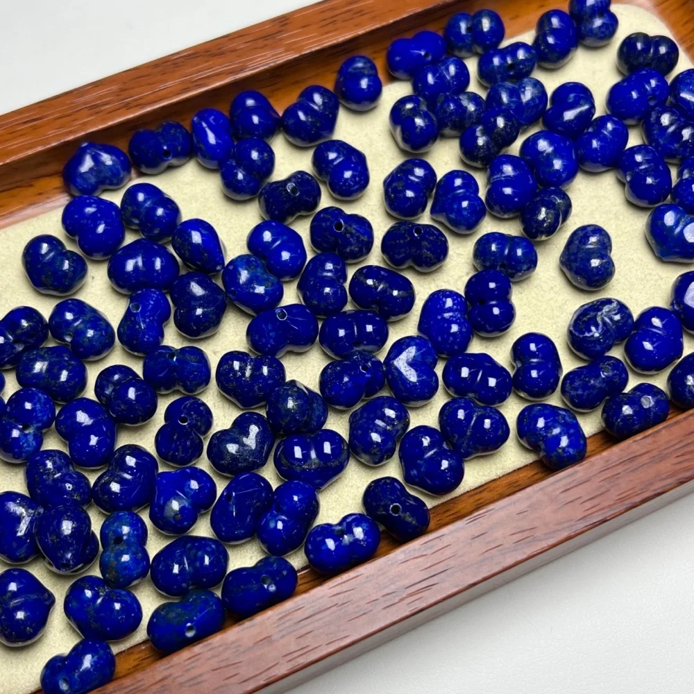 10PCS Natural Lapis Lazuli Peach Quartz Pendant Polished Crystal Reiki Healing Jewelry Gift Cute Rock Decoration 8mm
