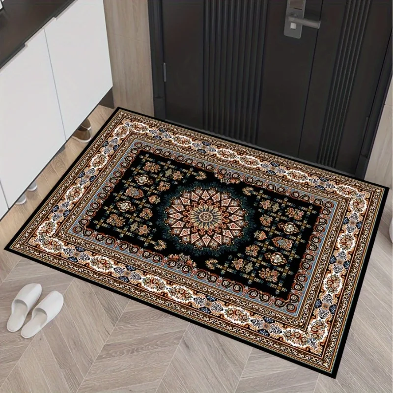 Luxurious Retro Persian Pattern Doormat , Anti-Slip, Indoor, Family Hotel-Grade Carpet Rug for Entrance, Living Room, Bedroom