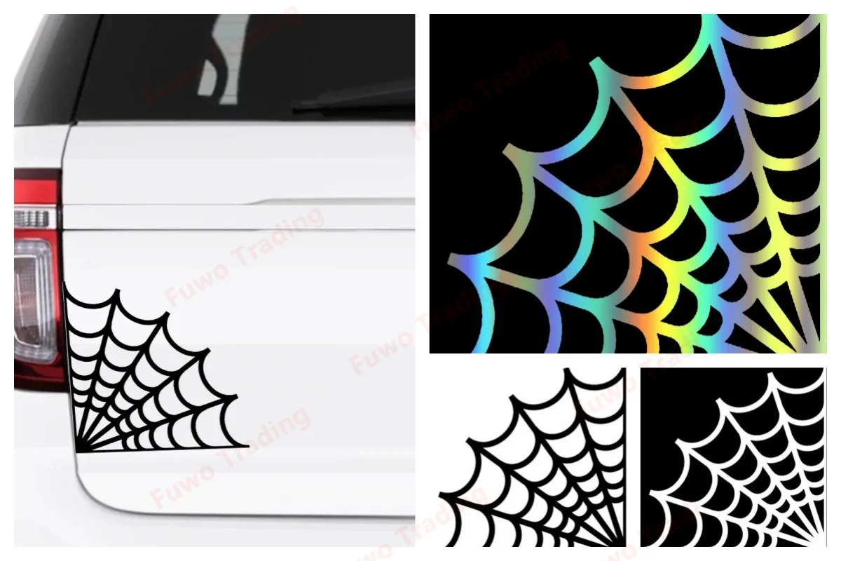 Fashionable Car Stickers decor Motorcycle Decals Cartoon Fashion SPIDER WEB Decorative Accessories Creative Sunscreen Waterproof