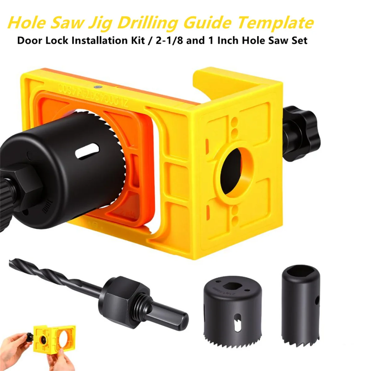 Door Lock Installation Kit With Hole Saws Drill Guide Template For Wooden Doors Fits 1-3/8 To 1-3/4 Thickness Locksets Set