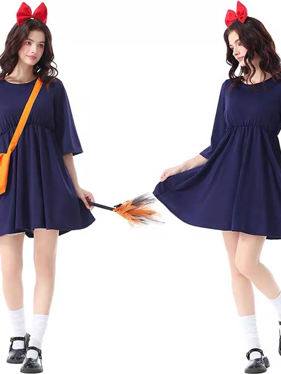loween Costume da gioco di ruolo anime per adulti Piccola strega molto ragazza Cosplay Miyazaki Kiki Abbigliamento da prestazione Donna